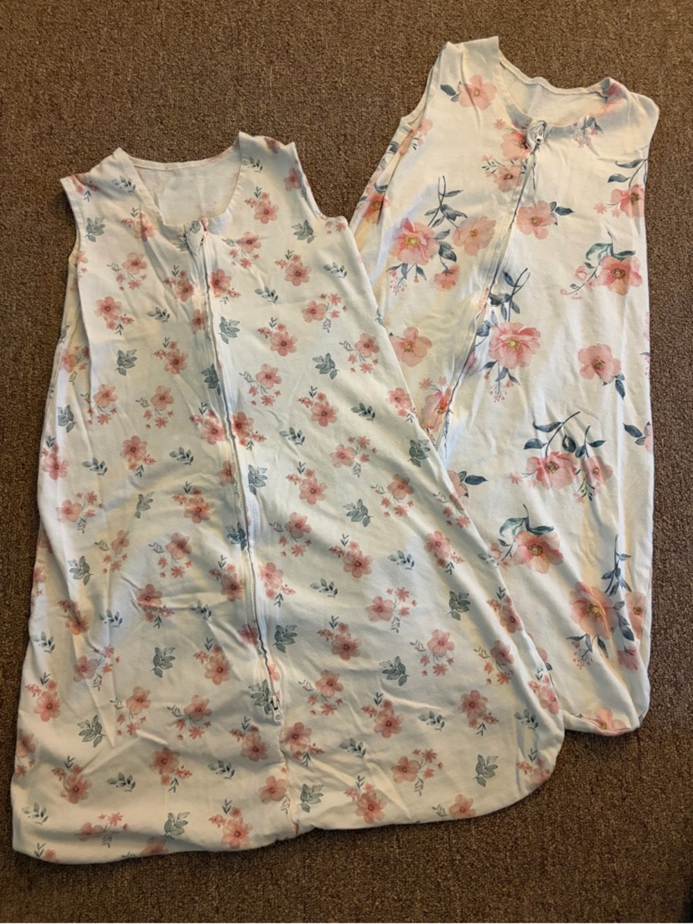 x2 Floral Zip-Front Baby Sleep Sacks (6-12 Months)